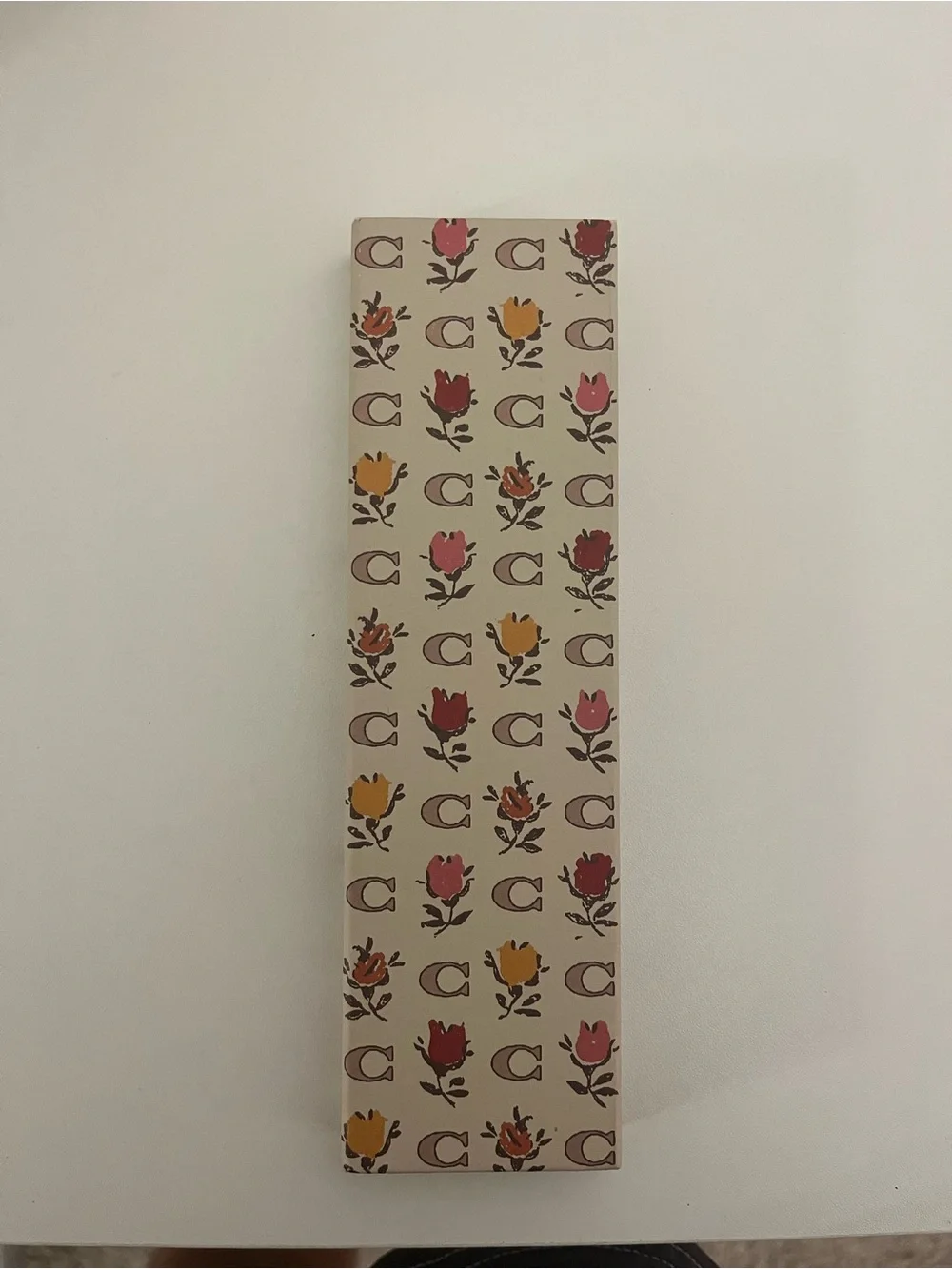 Coach Cream Floral Pencil Box with Pink & Mustard Accents